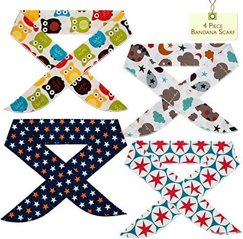 Aryko Baby Bandana Scarf Set Headband for Boy and Girl by nonoBeBe - 4pc Star &amp; Character Set