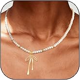 Pearl Bow Necklace for Women Gold Bow Pendant Necklace Rhinestone Bowknot Necklace Ribbon Necklace Wedding Christmas Prom Jewelry Gifts