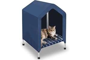 DOPLIV 2 in 1 Elevated Dog House - Rainproof Dog Tent Cat House, Dog Sunshade Tent, Pet House - Ventilated Elevated Floor, Raised Pet Shelter for Small