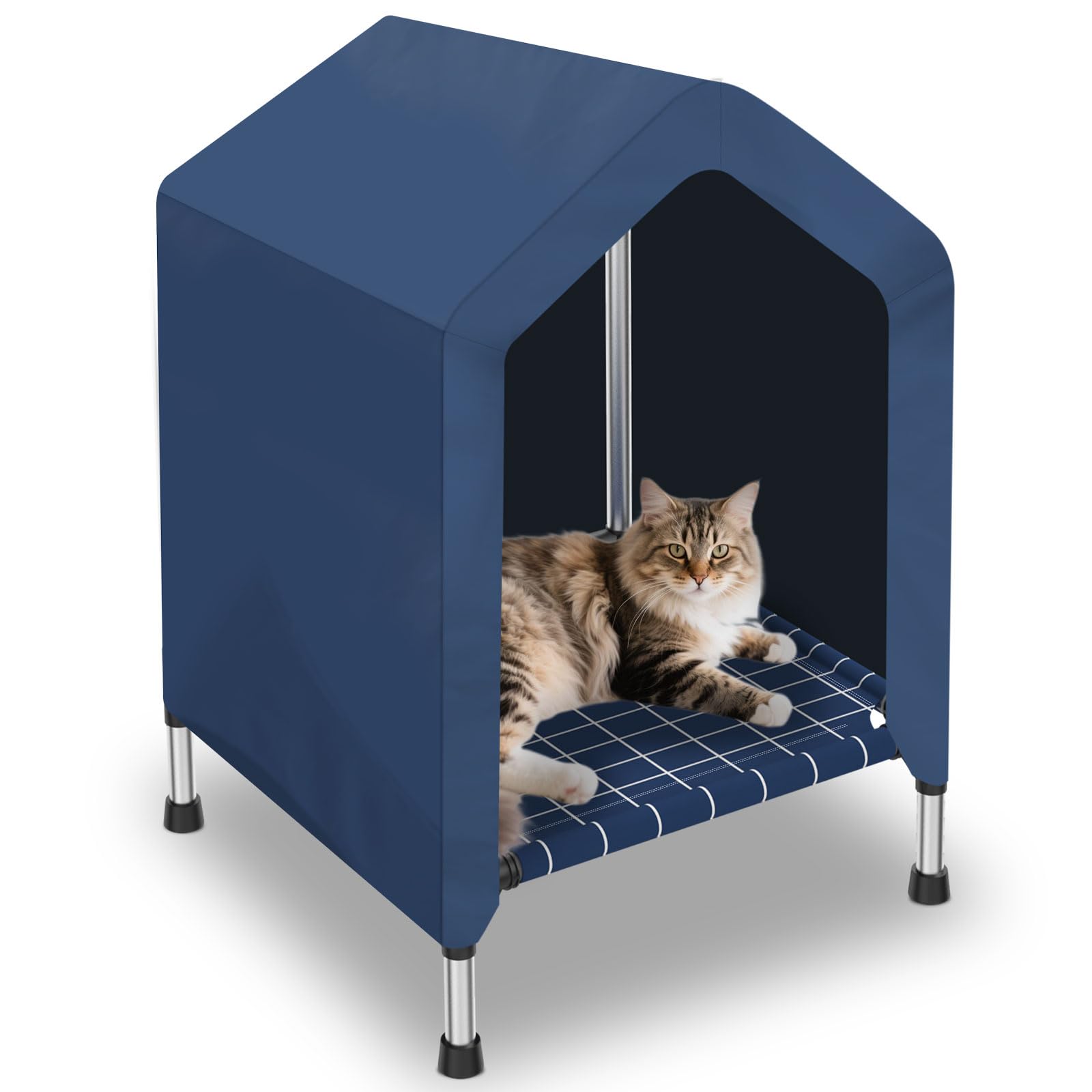 Photo 1 of 2 in 1 Elevated Dog House - Rainproof Dog Tent Cat House, Dog Sunshade Tent, Pet House - Ventilated Elevated Floor, Raised Pet Shelter for Small