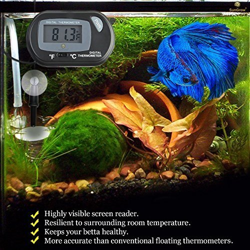image for SunGrow Digital Thermometer, 2.3-inches by 1.5-inches, for Aquarium or
