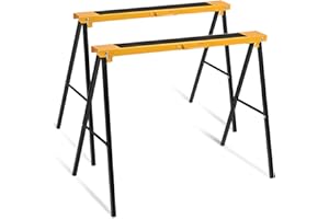 IRONMAX Saw Horses 2 Pack Folding, Heavy Duty Sawhorse w/ Non-slip Work Table Surface & 2x4 Fast Open Legs, Portable Sawhorse