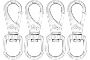 SHONAN.SYSTEMS SHONAN 3.5 Inch Stainless Steel Flag Clips for Flagpole Rope- 4 Pack Diving Clips Flag Pole Clips, Swivel Snap Hooks for Dog leashes, Keychains, Boat Ropes, Bird Feeders