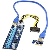 JSER PCI-E 1x to 16x Mining Machine Enhanced Extender Riser Adapter with USB 3.0 &amp; 6Pin Power Cable
