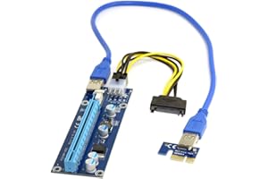JSER PCI-E 1x to 16x Mining Machine Enhanced Extender Riser Adapter with USB 3.0 & 6Pin Power Cable