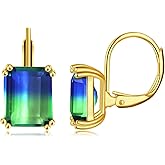 CiNily Emerald Cut Drop Dangle Earrings for Women 18K White Gold Plated Cubic Zirconia Simulated Diamond Dangle Earrings Jewelry Gifts for Weddings Birthday Party