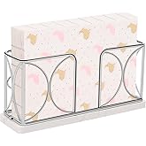 Winmien Napkin Holder with Marble Base, Guest Towel Paper Dispenser for Table, Modern Metal Napkin Stand, Ideal for All Bathroom Vanity, Kitchen Decor Accessories (Chrome, 4 Inch)