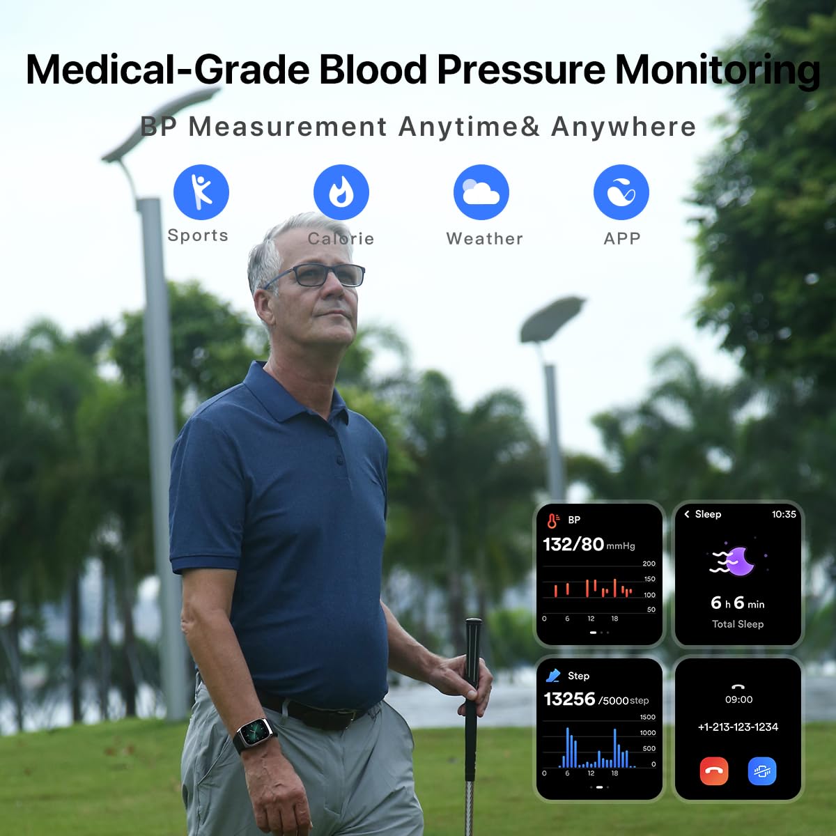 YHE BP Doctor Med, Blood Pressure Smartwatch with Dual Patented Cuff, Wrist BP Monitor 24/7 Stress Monitoring Sleep & Sports Tracking App for Android & iOS