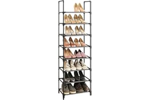 SONGMICS Shoe Rack, 8-Tier Shoe Shelf, Shoe Storage Organizer, Metal Frame, Non-Woven Fabric Shelves, for Entryway, Bedroom, 