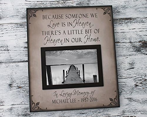 In memory of loved one picture frame, personalized memorial gift, sympathy gift, Because someone we love is in heaven