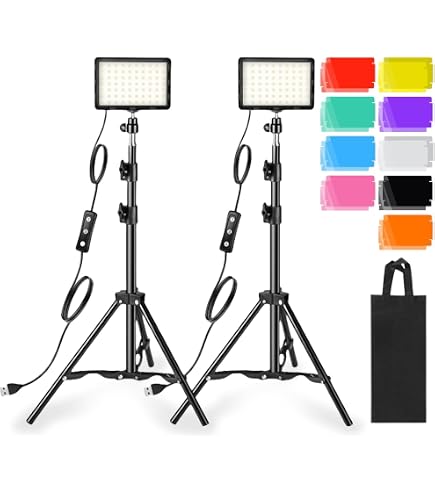 Hagibis Studio LED Video Light Kit, 9 Color Filters, Adjustable Tripod for Photo and Video Streaming