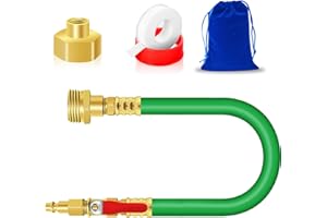 FANOVO RV Winterizing Kit, 12'' Sprinkler Blowout Adapter with Shut Off Valve, Sprinkler Winterization Kit, RV Winterize Hose with 1/4" Quick Connect Plug, for RV, Camper, Boat, Motorhome, Green