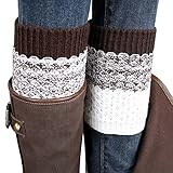 Fullkang Women Leg Warmers, Winter Jacquard Knitted Mixed Color Socks Boot Cover (Brown)