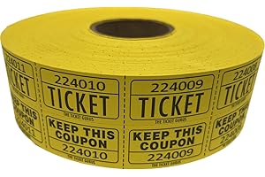 THE TICKET GURUS The Ticket GURU-Large Number Raffle 50/50 TICKETS-2000/ROLL (Yellow)