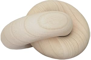 EMINGSKY Wood Knot Decor Natural-2 Link Wooden Chain Link Coffee Table Wooden Knot Decorative Boho Farmhouse Rustic for Living Room Bookshelf Objects Ornament