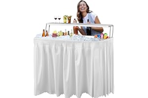 IWDOO Ice Cooler Table with Drain, Two-Tier Plastic Folding Tables, with Removable Matching Skirt and Shelf, Indoor Outdoor Use for Party Camping Picnic Fishing Cleaning, 440 lbs Capacity