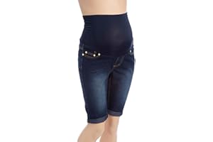 Rumor Has It Maternity Over The Belly Cuffed Bermuda Cropped Jeans Shorts