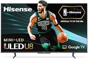 Hisense 65U8H QLED U8H Series Quantum 4K ULED Mini-LED 65-Inch Class Google Smart TV with Alexa Compatibility, Quantum Dot, 1500-nit HDR10+, Black