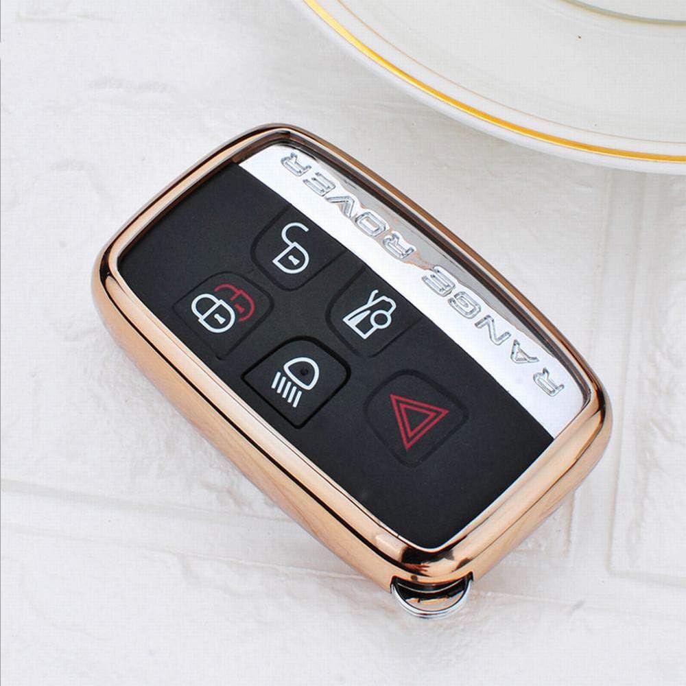 WEATLY Soft TPU Case Cover Protector Case for Land Rover Flip Key Fob, Car Remote Key Fob Case for Range Rover Discovery4 LR2 Jaguar Fob Remote Key (Color : Gold)