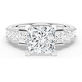 MSBLUE Moissanite Engagement Ring, Staircase Princess Cut, 14K Gold Vermeil, Wedding Promise Ring, Valentines Day Gifts for Her