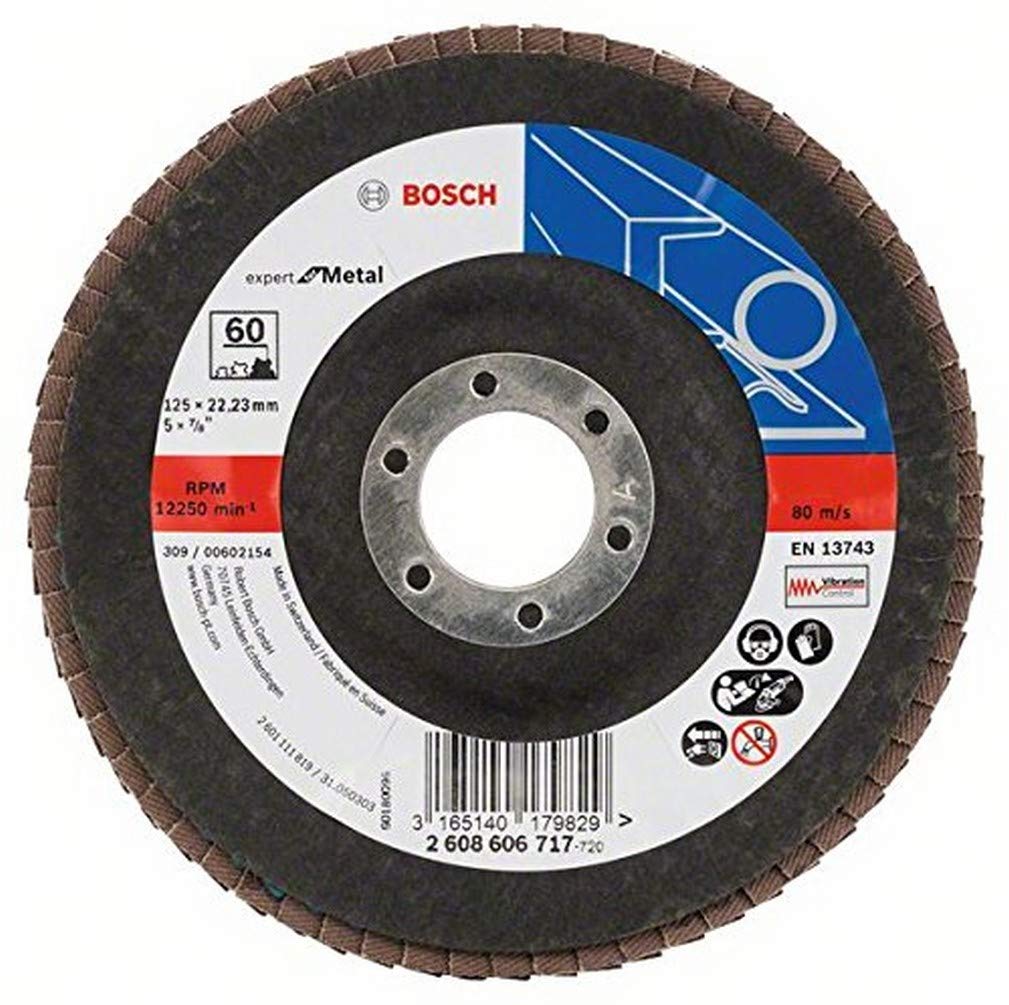 Bosch Flap Disc X551 'Expert for Metal' (Metal, Angled, Ø 125 mm, Grit 60, Accessories Angle Grinder)