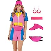 JQAKFIY 80s Outfit for Women 90s Themed Tracksuit Neon Workout Costumes Retro Party Halloween Couples hippie Accessories