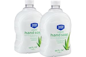 Berkley Jensen Hand Soap Refills, Liquid Soothing Aloe Vera Moisturizing Refill 64 Fl Oz (Pack of 2) Silk Proteind Soft Soap for Soft Skin