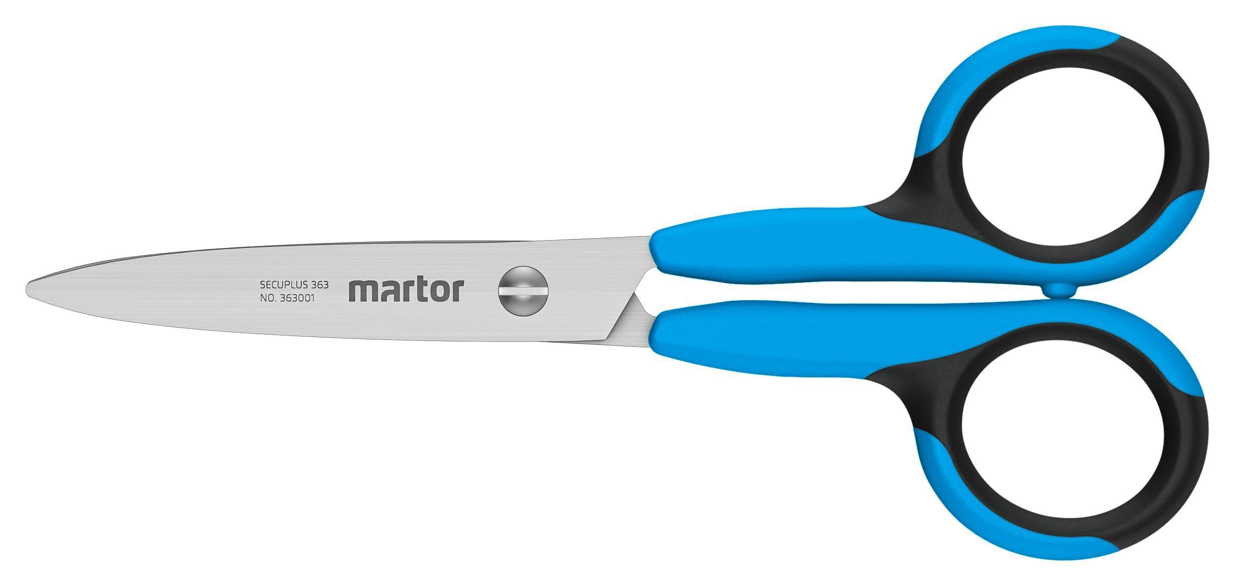 MARTOR Short Safety Scissors/Craft Scissors, SECUPLUS 363, for fine Cutting Edges, Rounded Tips, Stainless Steel, Right & Left Hander