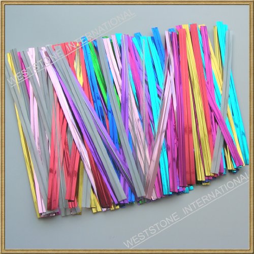 Weststone - 200pcs metallic twist ties foil twist ties for cello bags treat bags in birthday party wedding party (Multi color 100pcs)