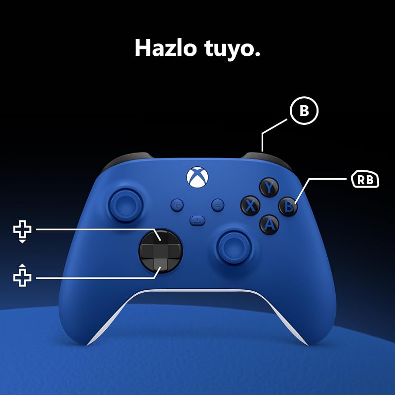 Controle Sem Fio Xbox Shock Blue para Xbox Series X|S, Xbox One, Windows 10/11, iOS e Android