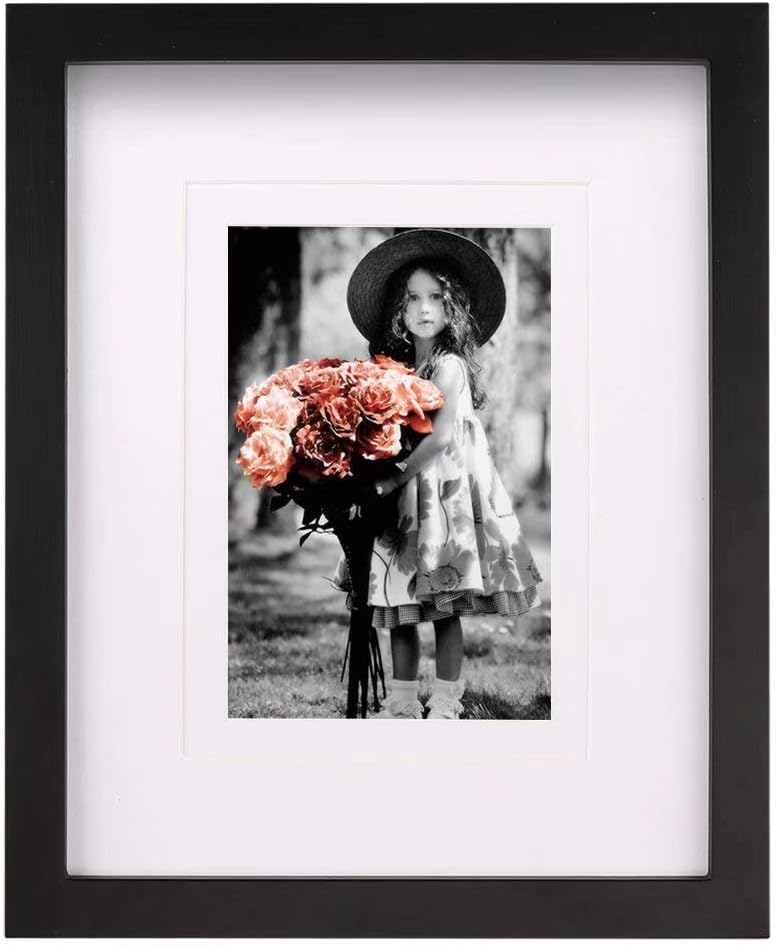 KINLINK 8x10 Picture Frame Black, Solid Wood Frame with Acrylic Plexiglass for Picture 4x6/5x7 with Mat or 8x10 without Mat, Tabletop and Wall Mounting Display Photo Frame 1 PackThe Forest Stewardship Council