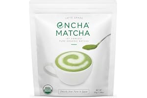 Encha Latte Grade Matcha Powder - First Harvest Organic Unsweetened Matcha Green Tea Powder, From Uji, Japan (30G/1.06 Ounce) Premium Powder for matcha latte, matcha smoothie | Caffeine, L-Theanine