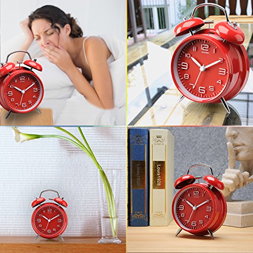 Peakeep 4 inches Twin Bell Alarm Clock with Stereoscopic Dial