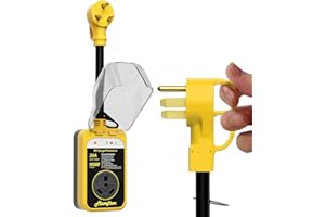 Marsflex Rv Surge Protector, 30amp Rv Circuit Analyzer, 10000 Joules Surge Protection with Waterproof Cover, LED Display, rv Voltage Protector for Camper, Travel Trailers, Motorboat, Yellow