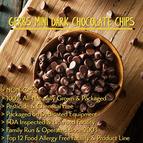 Gerbs Mini Dark Chocolate Chips, 2 LBS (semi-sweet) - Top 14 Food Allergen Free & NON GMO - Product of Canada