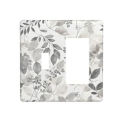 Outlet Covers Gray White Botanical Leaves Flower