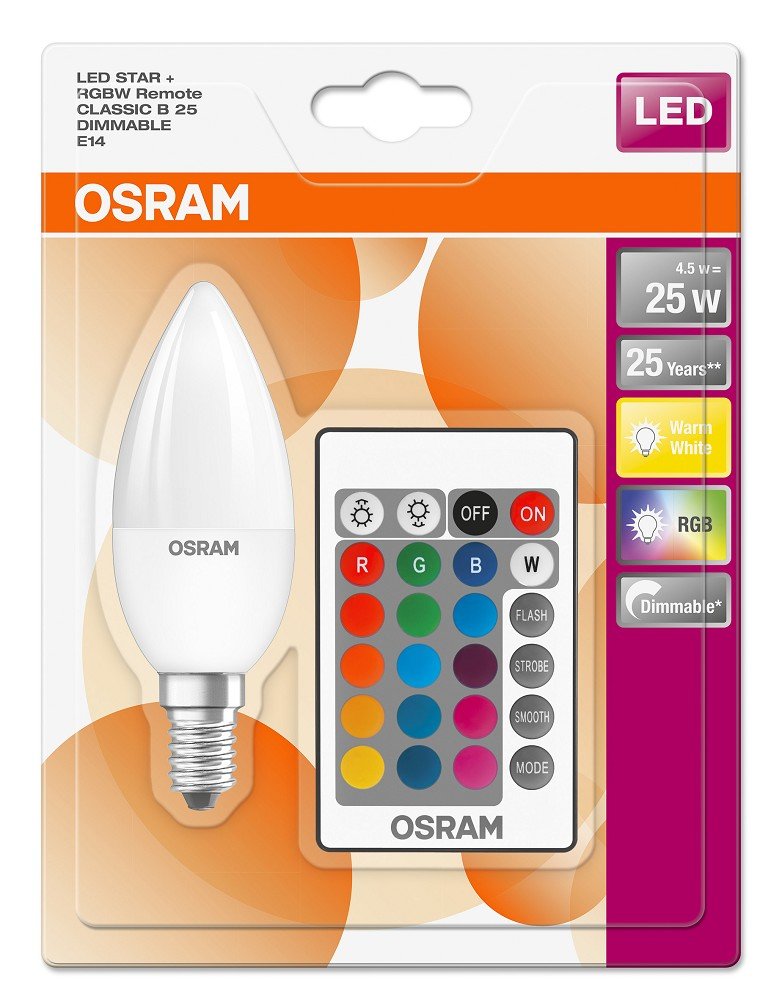 Osram Candle Shape Star+ Classic B Grew LED Lamp, Plastic, Warm White, E14, 4.5 W