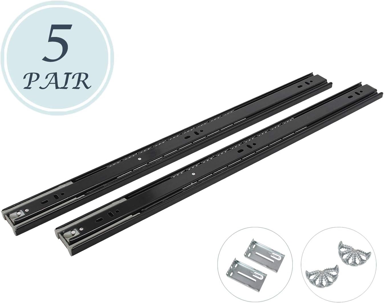 22 Inch Full Extension Ball Bearing Soft Close Slides 80 Lb