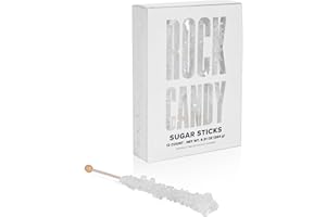 CANDY ENVY White Rock Candy Sugar Sticks - Original Sugar Flavored - 12 Individually Wrapped White Candy Party Favors