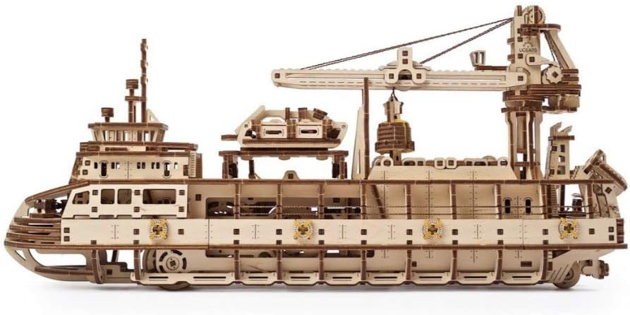 UGEARS Research Vessel 3D Puzzle, Ship Wooden Model Kits for Adults to Build - Image 4