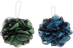 Pack of 2, Adults, Gentle Mesh Puff Loofah Bath Sponges - Extra Large Body Exfoliating Shower Ball Shower Sponges