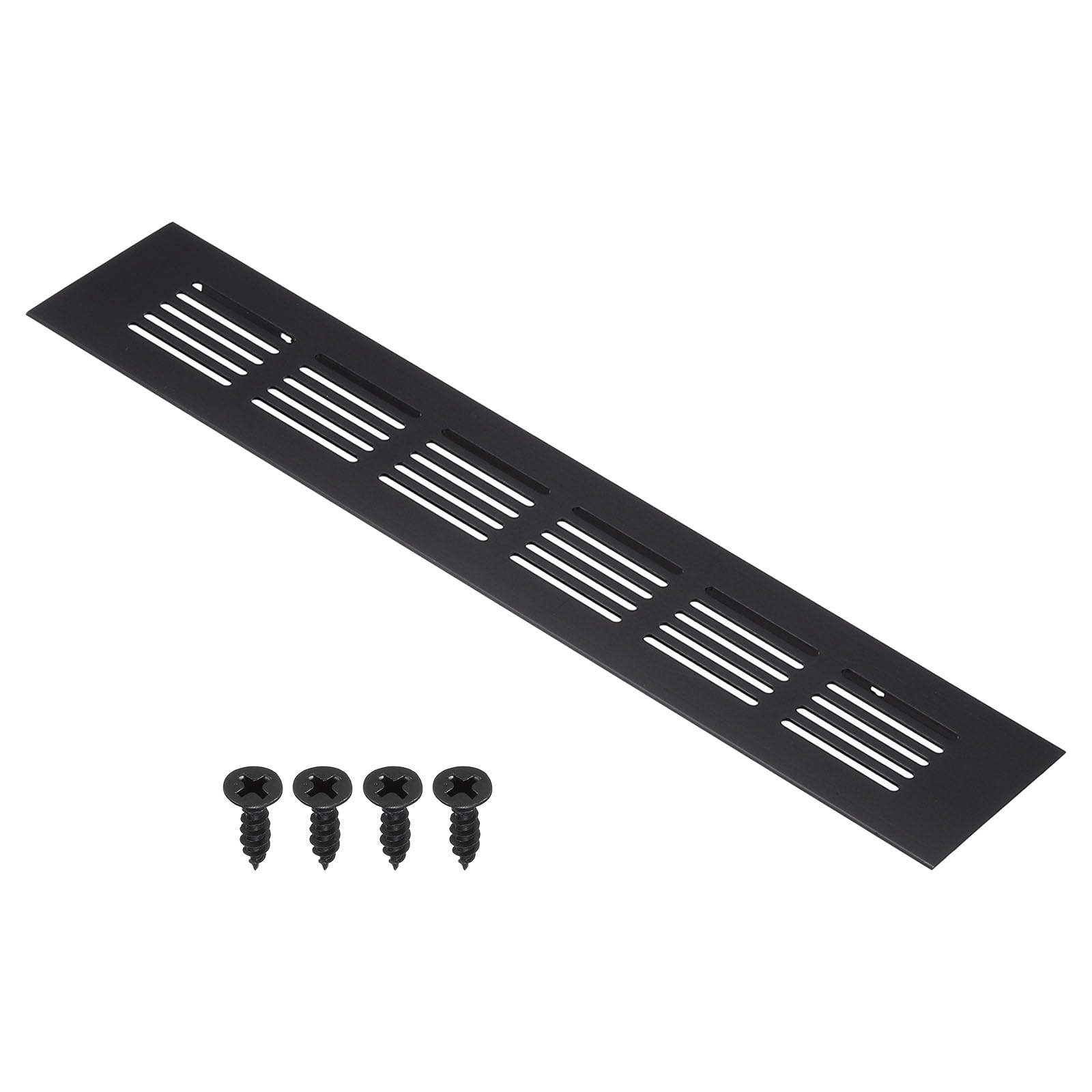 PATIKIL 10 x 2 Inch Door Air Vent Cover, Aluminum Grille Ventilation Cover Louvered with Mounting Screws for Cabinet Wardrobe Door, Black — image 1