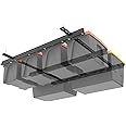 TORACK Garage Ceiling Bin Storage Rack, Overhead Tote Storage Rail System Heavy Duty Adjustable Tote Slide Rails Garage Bins Storage System(Black, Bins are not included)