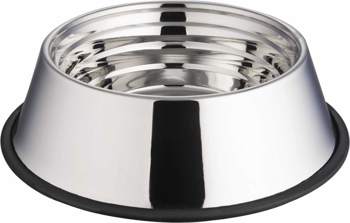 Indipets Stainless Steel Capacity Measurement Dog Bowl - Medium 32oz - Volume Marking, No-Tip, Anti-Skid Dish,80145