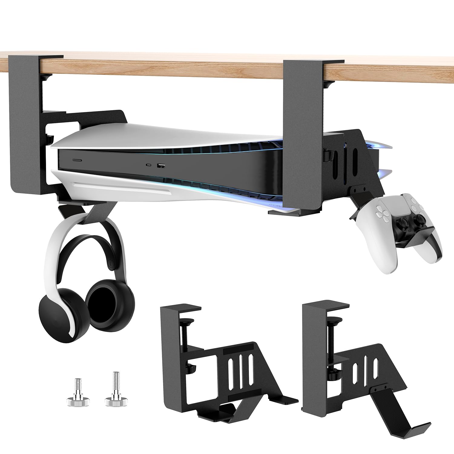 Semaiki Under Desk Mount for PS5/PS5 Slim/PS5 Pro,Horizontal Stand Compatible with PS5 Disc & Digital Edition Console