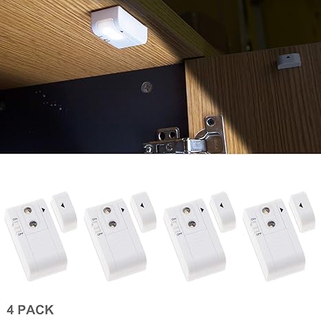 Honwell 4 Pack Door Sensor Closet Light Battery Powered Wireless