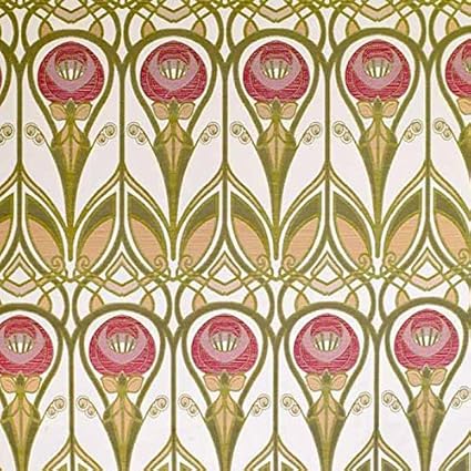 Loome Charles Rennie Mackintosh Style Fabric Red And Gold