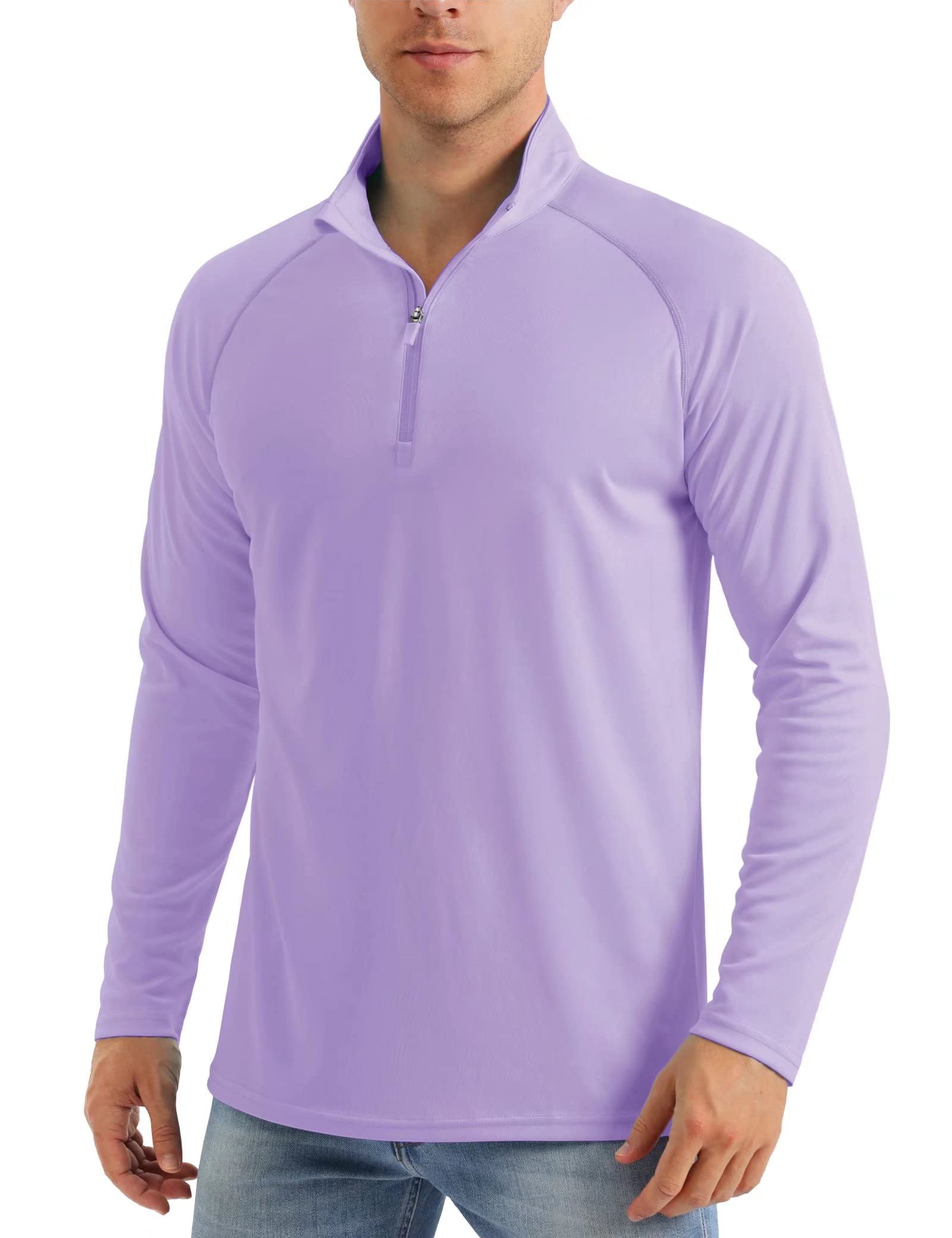 Photo 1 of Quarter Zip Shirt Men Long Sleeve Sun Protection Work Shirts UPF Shirts Uv Shirts UPF 50 Shirts Running Shirts Summer Shirts Light Purple