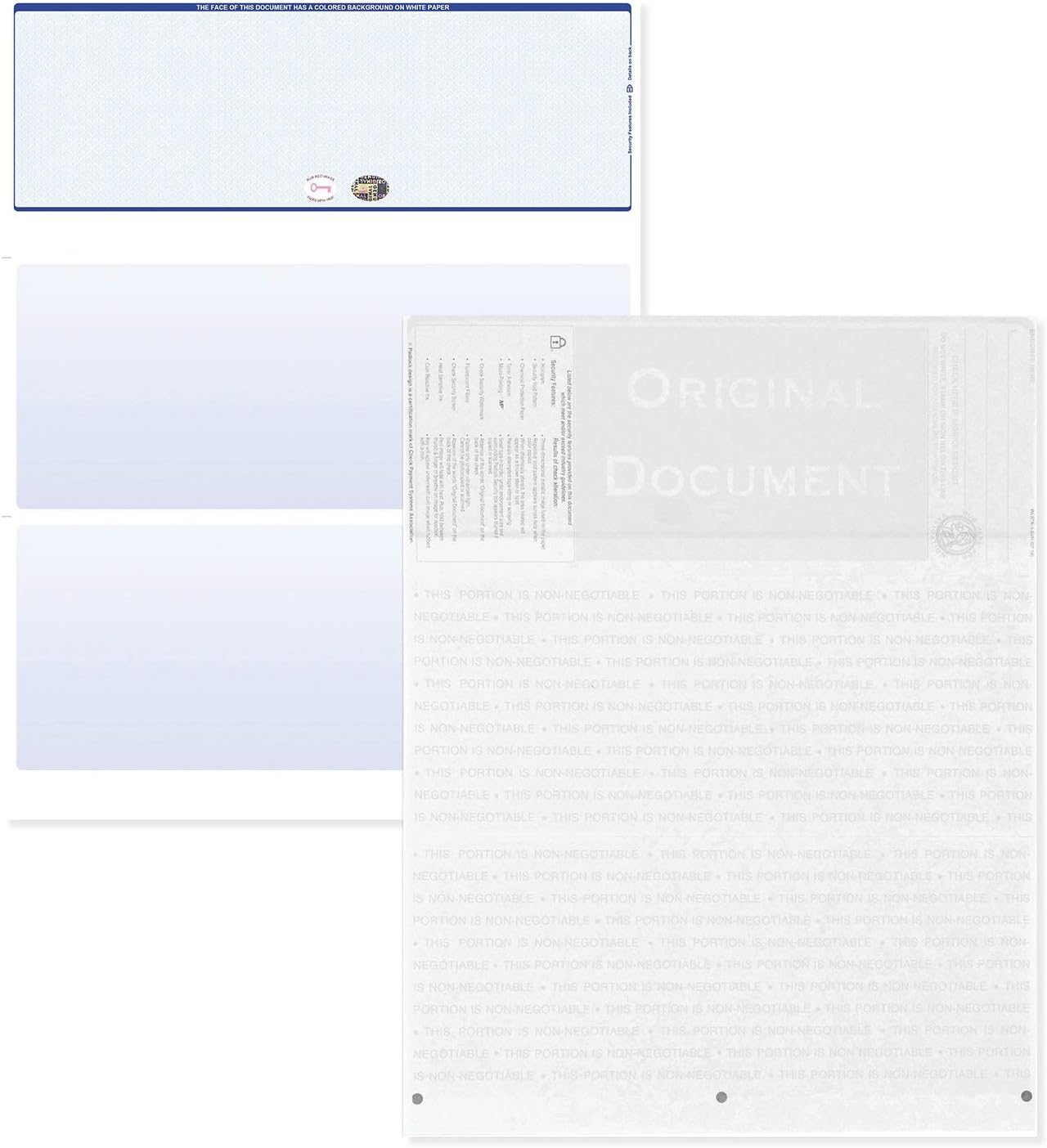 Blank Hologram Top Computer Checks, Blank Top Hologram Laser Checks with Perforated Vouchers, Qty. 250 Blue : Office Products