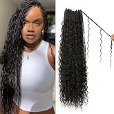 Boho Crochet Braids Pure Protein Fiber Close to Human Hair Soft 14Inch #2 | Lightweight,Tangle-Resistant,No odor,7 Packs Pre-looped Goddess Box Braids with Curly Crochet Hair for Black Women